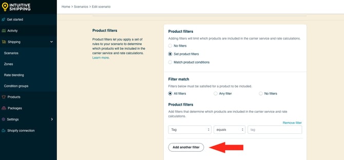 IS HS Scenarios - Add Another Filter Button