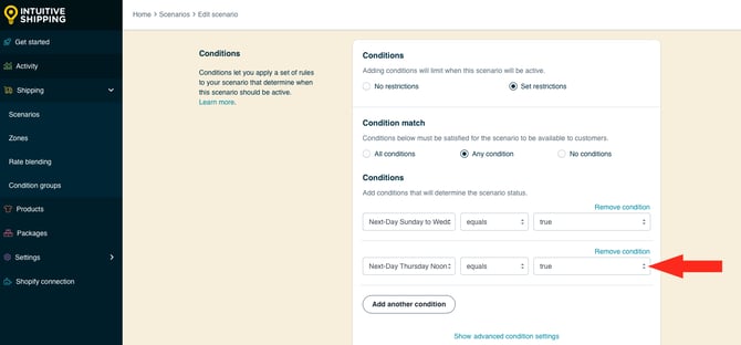 IS HS Scenarios - Condition Group Next Day Group 2 Equals True