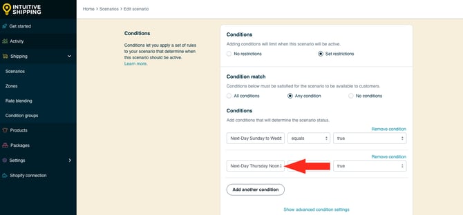 IS HS Scenarios - Condition Type Condition Group - Next Day Group 2