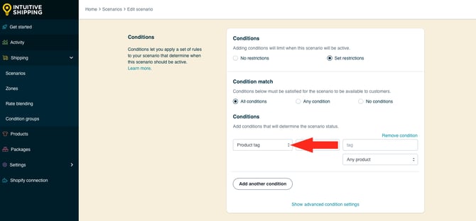 IS HS Scenarios - Conditional Free Shipping - Condition Type Product Tag