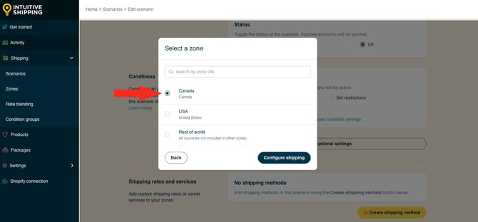 IS HS Scenarios - Create Scenario - Select Zone