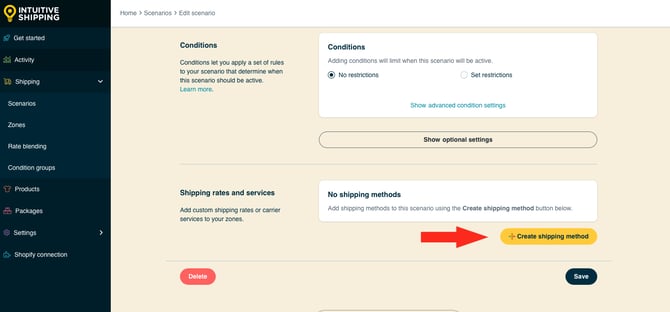 IS HS Scenarios - Create Shipping Method No Conditions or Optional Settings
