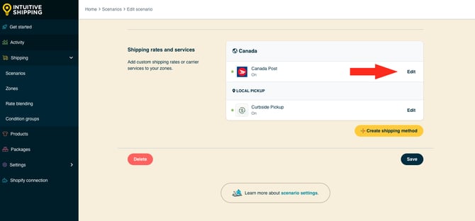 IS HS Scenarios - Edit Shipping Method Canada Post Local