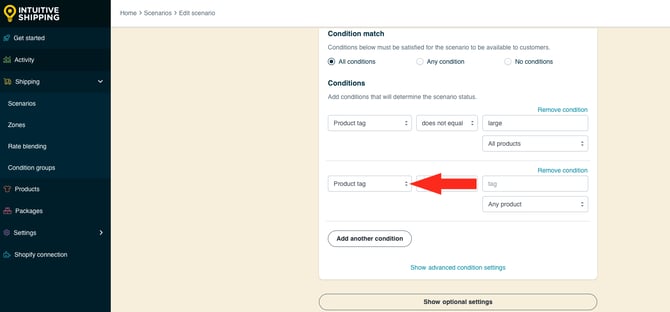 IS HS Scenarios - Medium - Additional Condition Type Product Tag