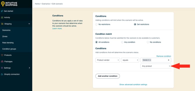 IS HS Scenarios - Product Vendor - Additional Product Condition Any