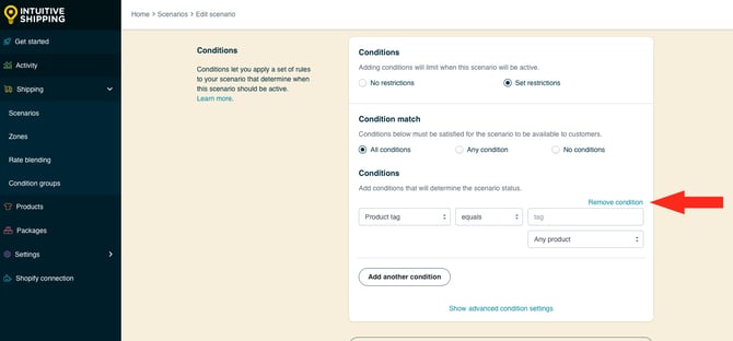 IS HS Scenarios - Remove Condition