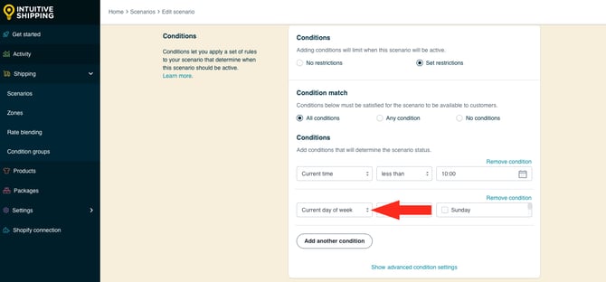 IS HS Scenarios - Same Day Delivery - Add Condition Type Current Day