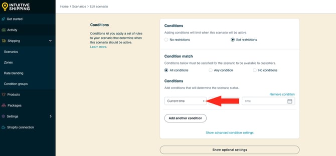 IS HS Scenarios - Same Day Delivery - Condition Type Current Time