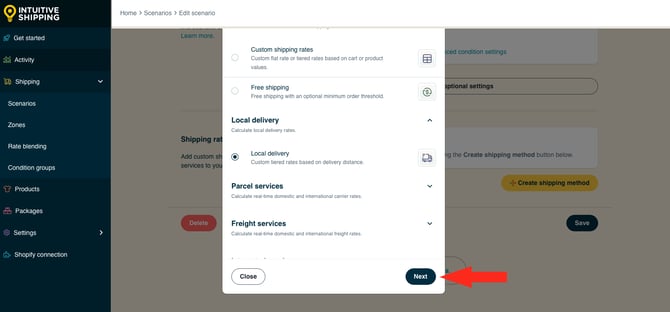 IS HS Scenarios - Select Local Delivery Next Button