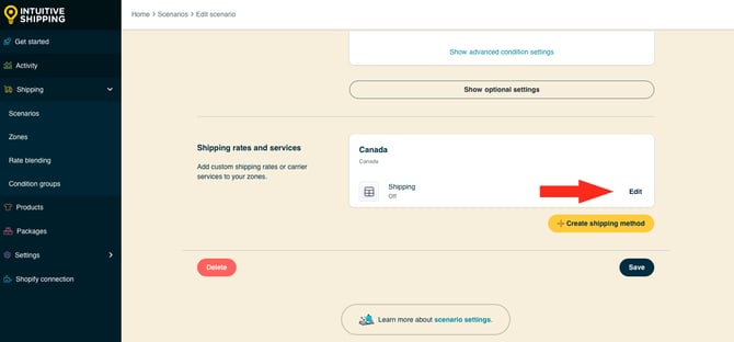 IS HS Scenarios - Shipping Method Off - Edit