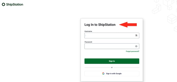 IS HS ShipStation - Login Screen