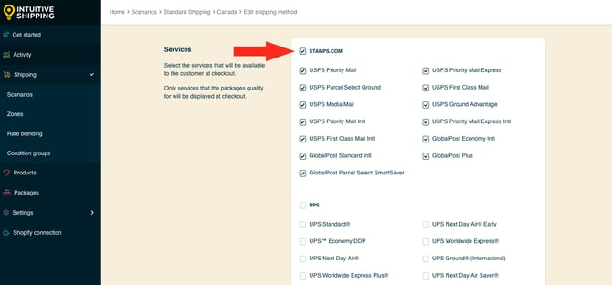 IS HS ShipStation Shipping Methods - Services Stamps