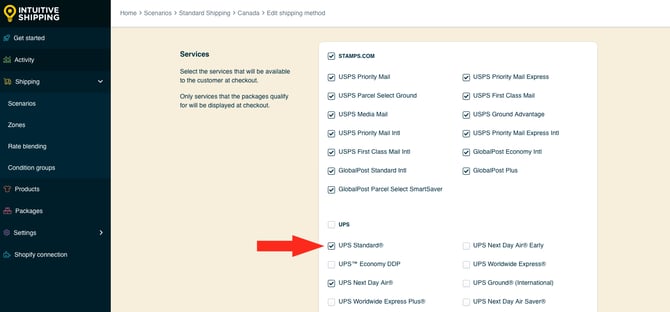 IS HS ShipStation Shipping Methods - Services UPS Partial