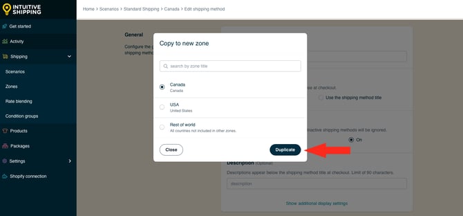 IS HS Shipping Method - Duplicate - Copy To Zone Canada Duplicate Button