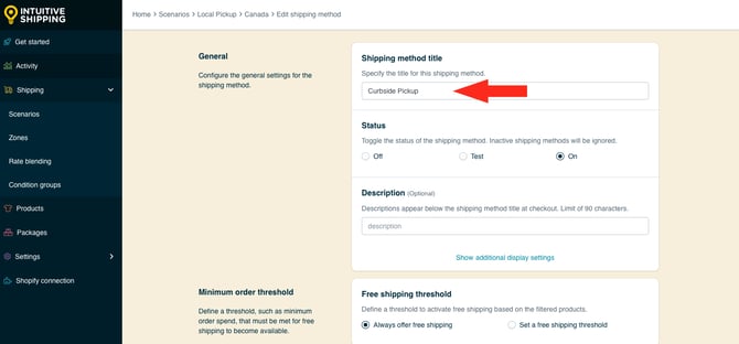 IS HS Shipping Methods  - Local Pickup Title