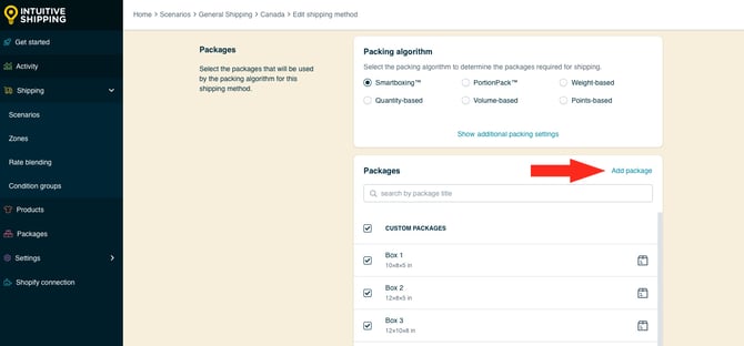 IS HS Shipping Methods - Add Packages Example