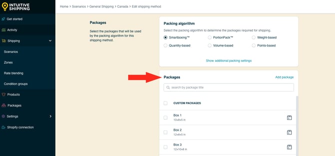 IS HS Shipping Methods - Assign Packages Example