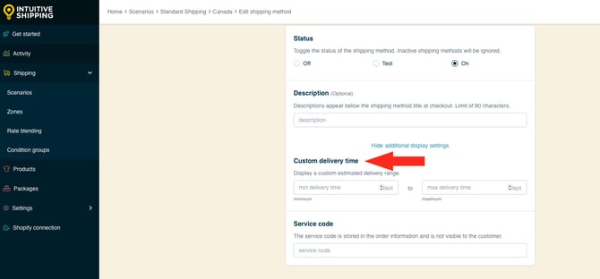 IS HS Shipping Methods - Edit Custom Delivery Times
