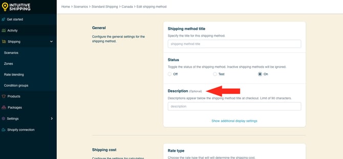 IS HS Shipping Methods - Edit Description