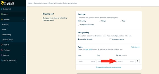 IS HS Shipping Methods - Edit Rates Per Unit