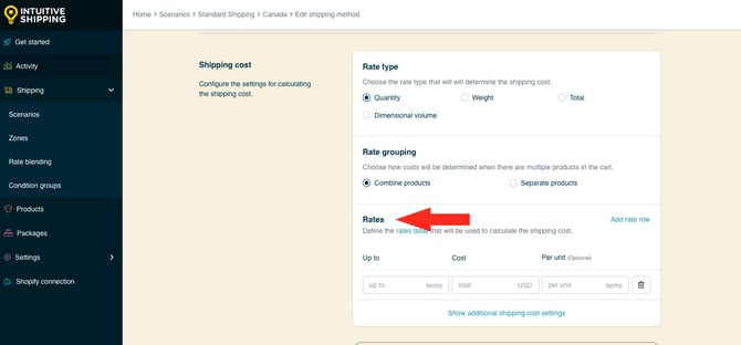 IS HS Shipping Methods - Edit Rates