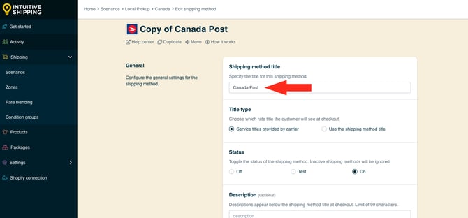IS HS Shipping Methods - Local Pickup Canada Post - Edit Duplicate Title
