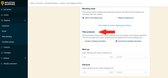 IS HS Shipping Methods - Optional Settings Custom Shipping Blending Filter Products