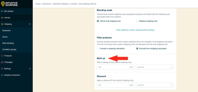 IS HS Shipping Methods - Optional Settings Custom Shipping Blending Mark Up