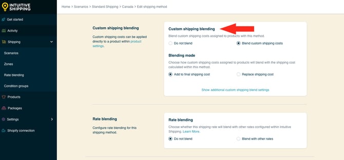 IS HS Shipping Methods - Optional Settings Custom Shipping Blending