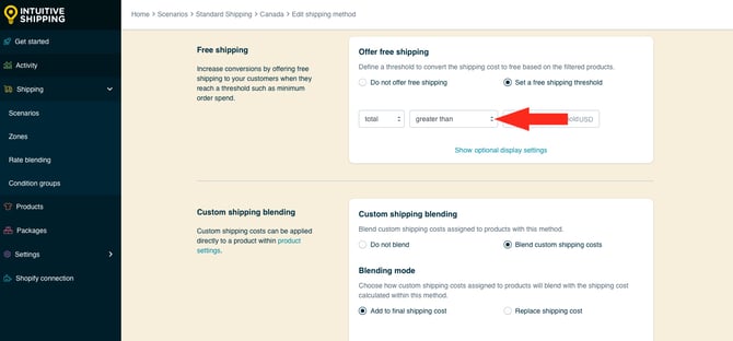 IS HS Shipping Methods - Optional Settings Free Shipping Logic