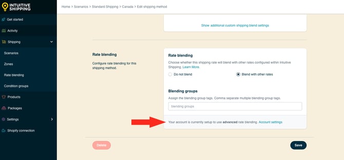 IS HS Shipping Methods - Optional Settings Rate Blending - Advanced Blending