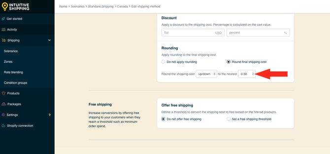 IS HS Shipping Methods - Optional Settings Rounding Increment