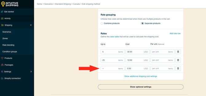 IS HS Shipping Methods - Rate Table Example with Free Shipping