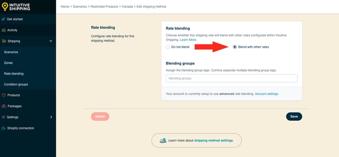 IS HS Shipping Methods - Restricted Shipping - No Shipping Method - Rate Blending Blend With Other Rates