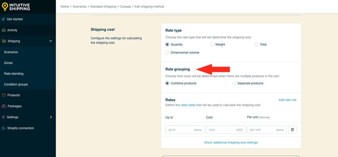 IS HS Shipping Methods - Select Rate Grouping