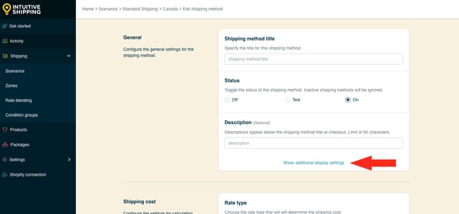 IS HS Shipping Methods - Show Additional Display Settings