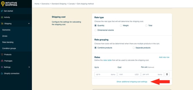 IS HS Shipping Methods - Show Additional Shipping Cost Settings