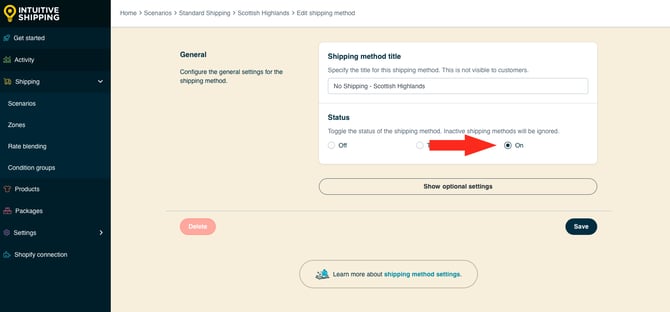 IS HS Shipping Methods - Subzone Restricted Shipping - No Shipping Method Status On