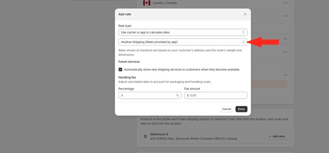 IS HS Shopify - Add Rate - Intuitive Shipping
