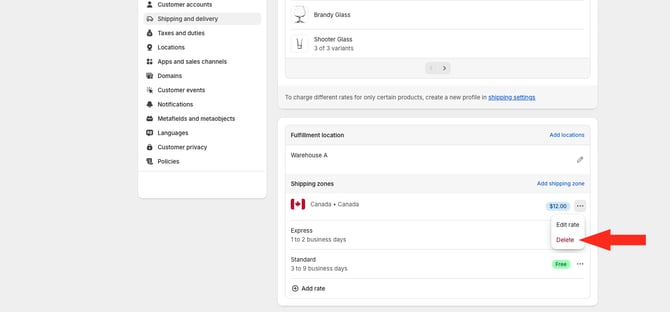 IS HS Shopify - Delete Shopify Rate