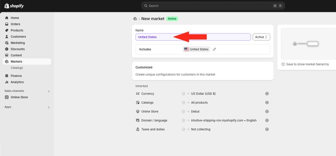IS HS Shopify - Markets - Edit Name