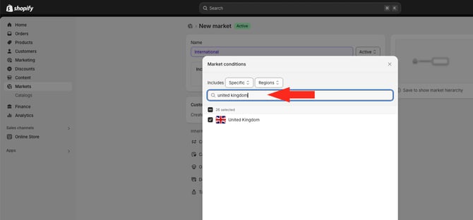 IS HS Shopify - Markets - Search and Select Countries