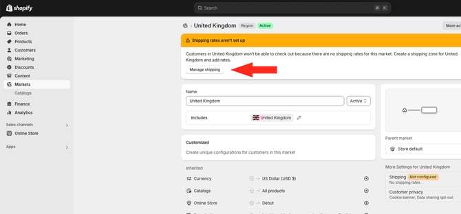 IS HS Shopify - Markets - UK Manage Rates