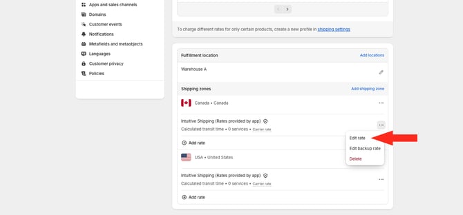 IS HS Shopify - Rate Provider IS - Edit Rate