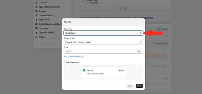 IS HS Shopify - Rate Type