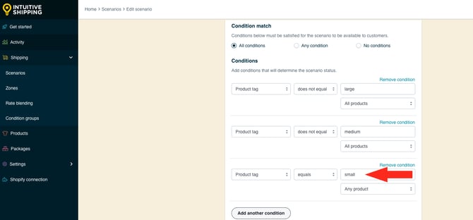 IS HS Tiered Shipping Method - Small - Add Third Condition Value Small