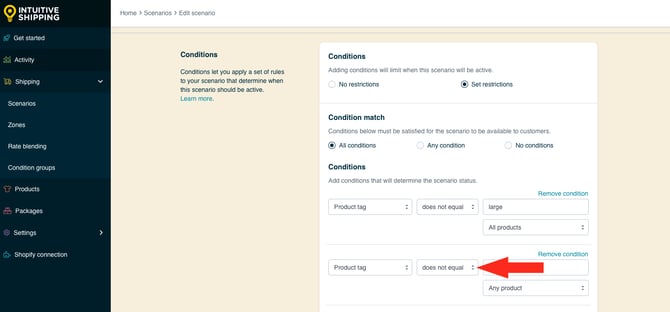 IS HS Tiered Shipping Method - Small - Second Condition Logic Does Not Equal