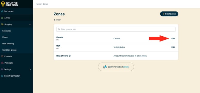IS HS Zones - Edit Zone