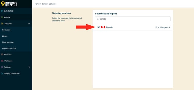 IS HS Zones - Select Country Canada