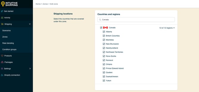 IS HS Zones - Shipping Locations - Canada All Selected